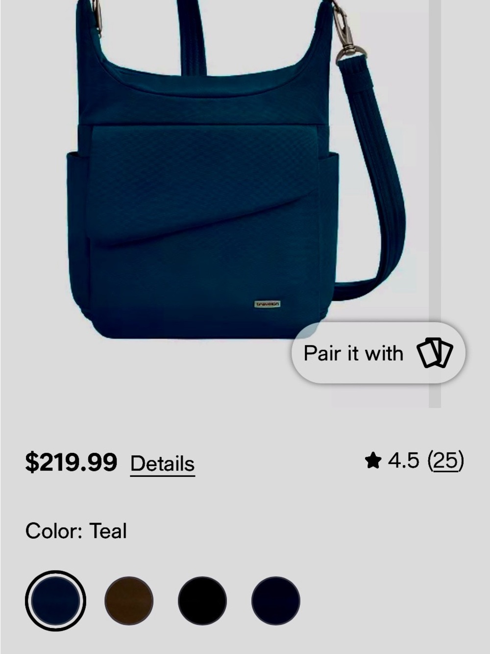 Travelon Teal Crossbody Organizer Bag